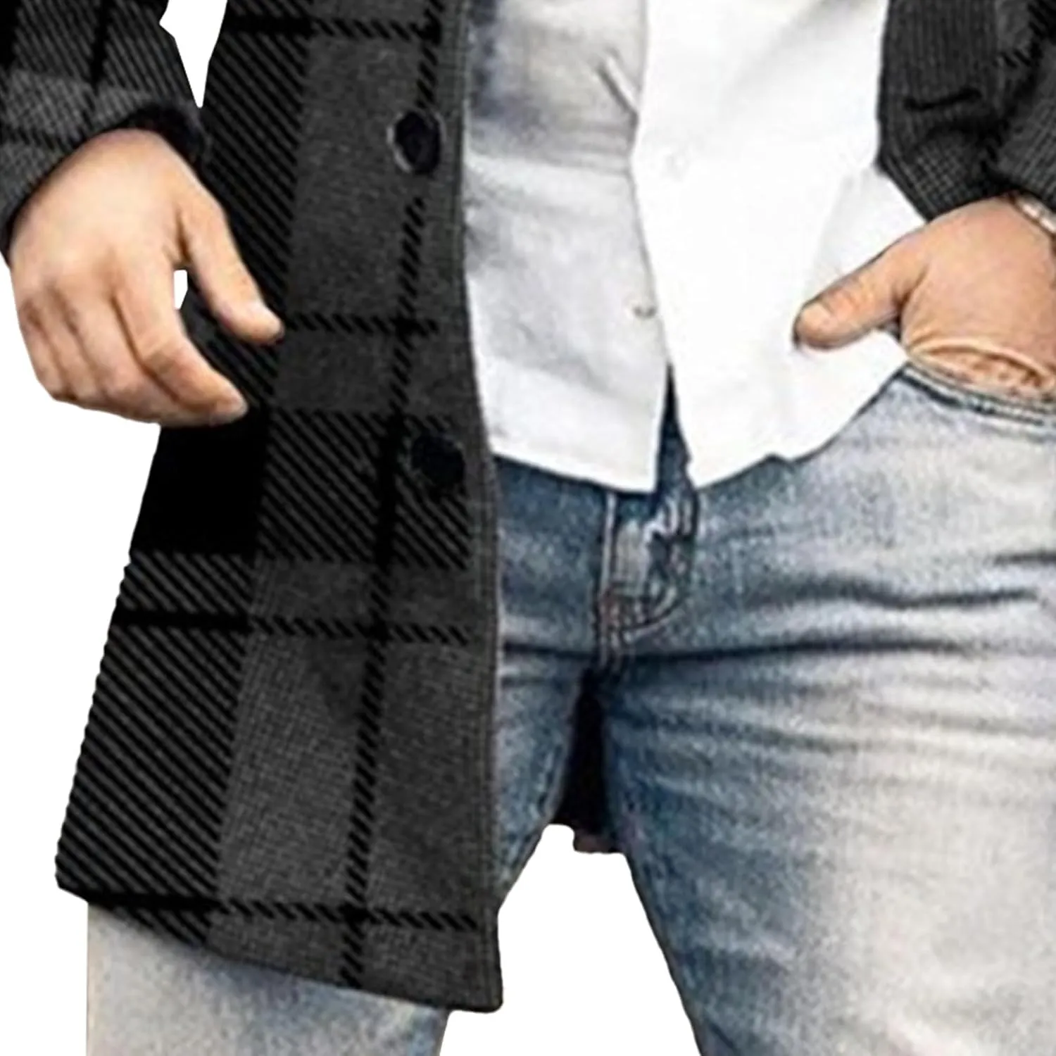 JEShifangjiusu Mens Slim Fit Trench Coat Single Breasted Cardigan Outerwear Windproof Stay Warm Jacket
