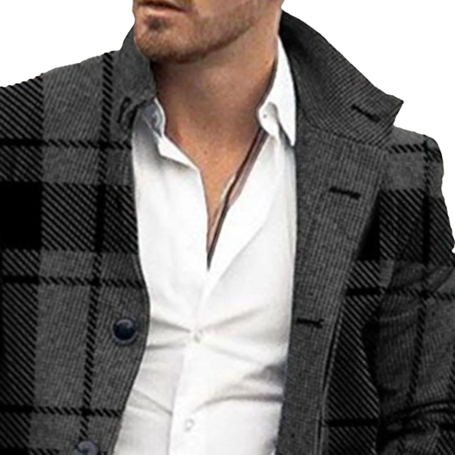 JEShifangjiusu Mens Slim Fit Trench Coat Single Breasted Cardigan Outerwear Windproof Stay Warm Jacket