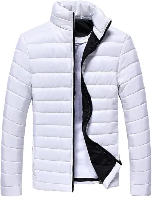 JEShifangjiusu Mens Water Resistant Puffer Jacket Windproof Insulated Overcoat Warm Winter Notched Collar Coat
