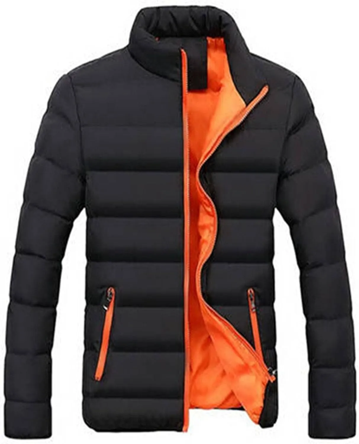 JEShifangjiusu Mens Water Resistant Puffer Jacket Windproof Insulated Overcoat Warm Winter Notched Collar Coat