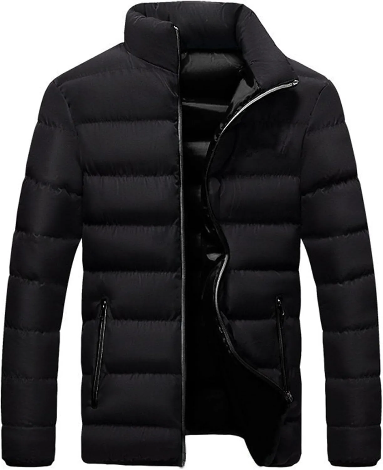 JEShifangjiusu Mens Water Resistant Puffer Jacket Windproof Insulated Overcoat Warm Winter Notched Collar Coat