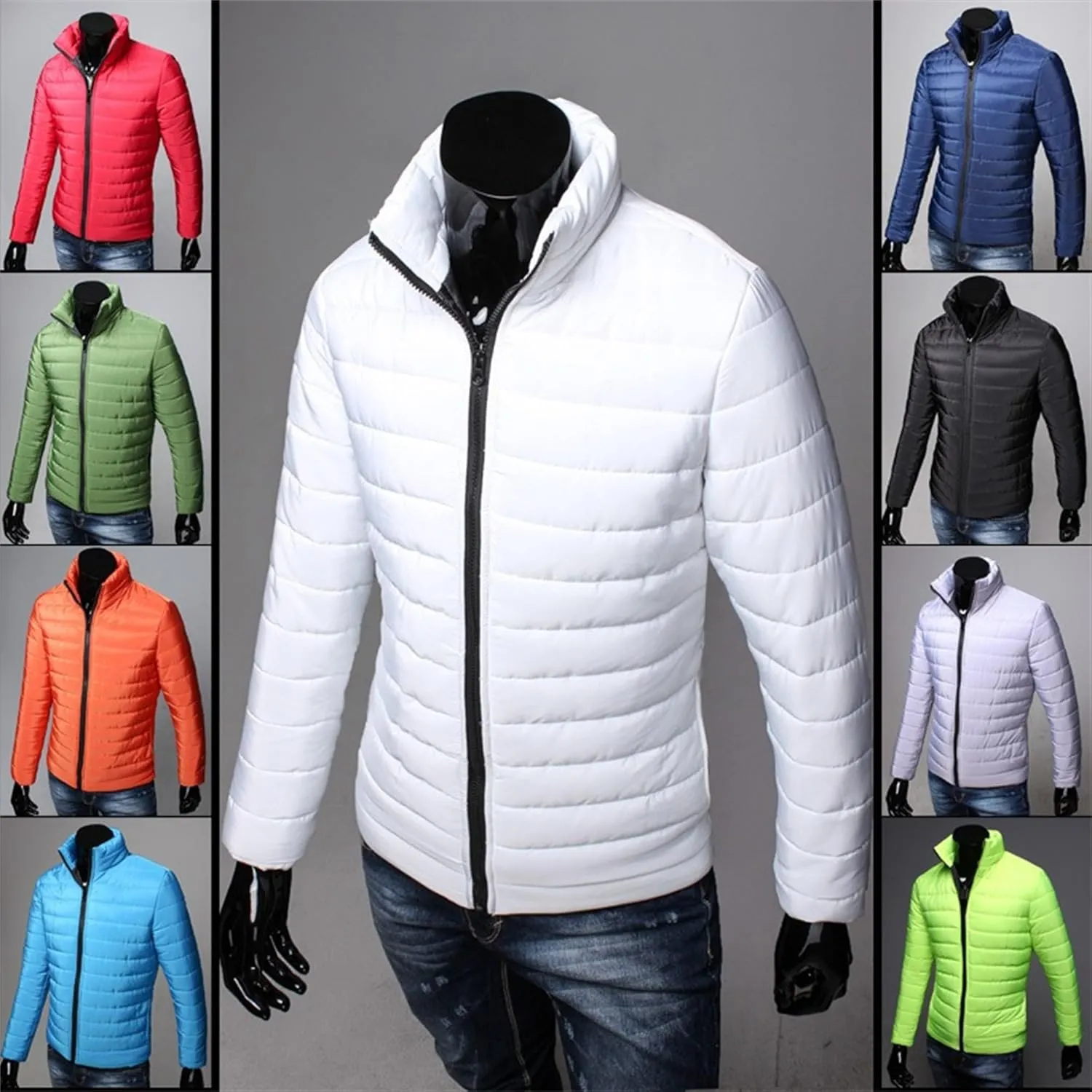 JEShifangjiusu Mens Water Resistant Puffer Jacket Windproof Insulated Overcoat Warm Winter Notched Collar Coat