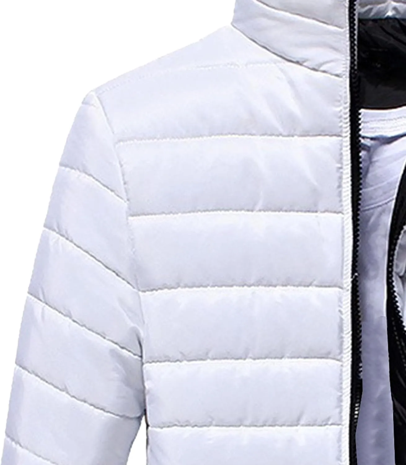 JEShifangjiusu Mens Water Resistant Puffer Jacket Windproof Insulated Overcoat Warm Winter Notched Collar Coat