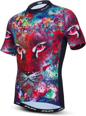 JPOJPO Men's Cycling Jersey Short Sleeved Mountain Bicycle Jerseys Breathable T- Shirt Tops S-3XL