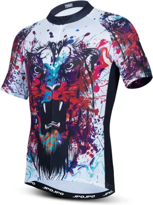 JPOJPO Men's Cycling Jersey Short Sleeved Mountain Bicycle Jerseys Breathable T- Shirt Tops S-3XL
