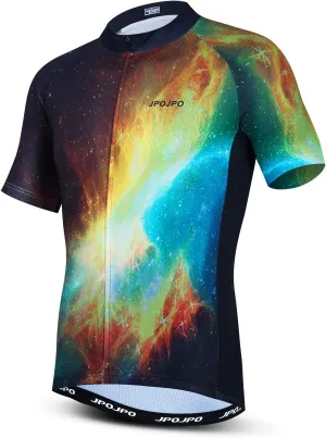 JPOJPO Men's Cycling Jersey Short Sleeved Mountain Bicycle Jerseys Breathable T- Shirt Tops S-3XL