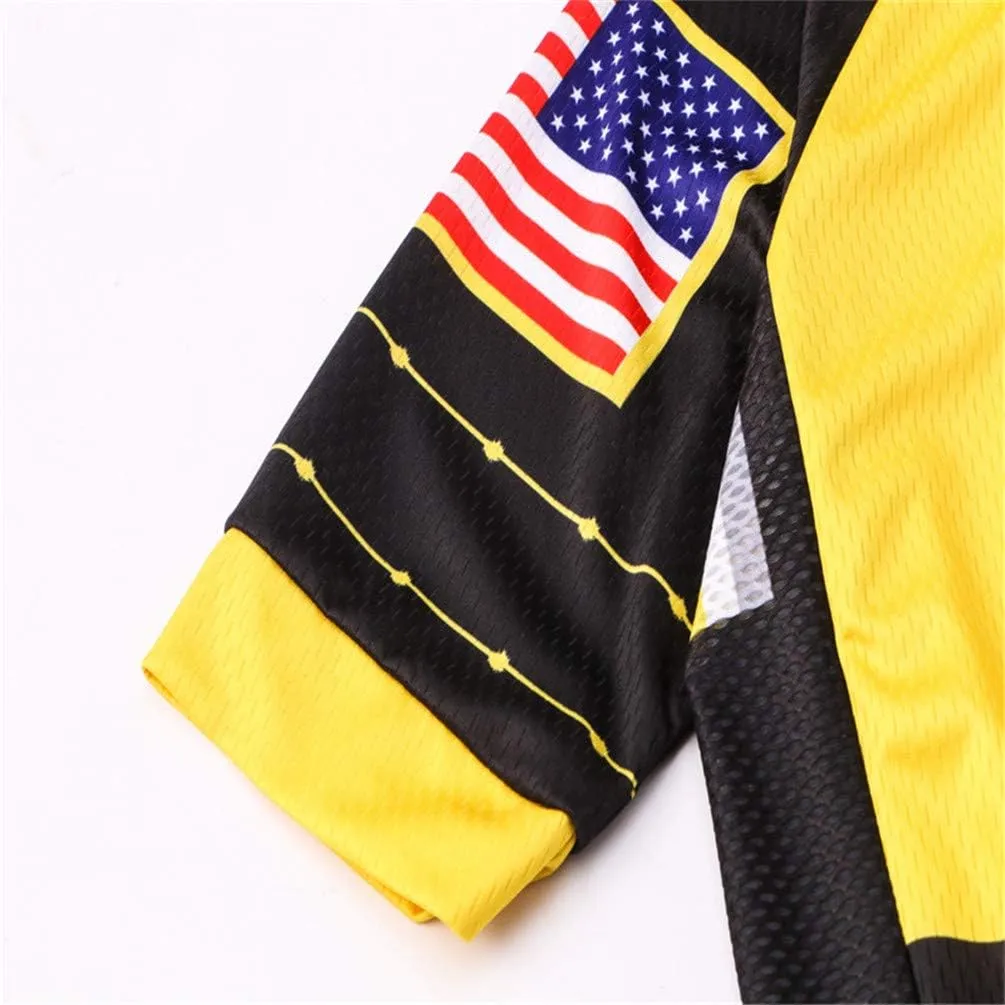 JPOJPO USA Cycling Jersey Men Road Bike Shirt Summer Biking Tops Short Sleeve Bicycle Clothes Cycle Wear Breathable