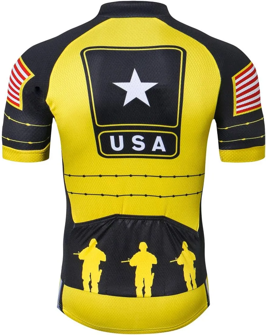JPOJPO USA Cycling Jersey Men Road Bike Shirt Summer Biking Tops Short Sleeve Bicycle Clothes Cycle Wear Breathable