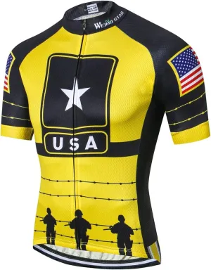 JPOJPO USA Cycling Jersey Men Road Bike Shirt Summer Biking Tops Short Sleeve Bicycle Clothes Cycle Wear Breathable