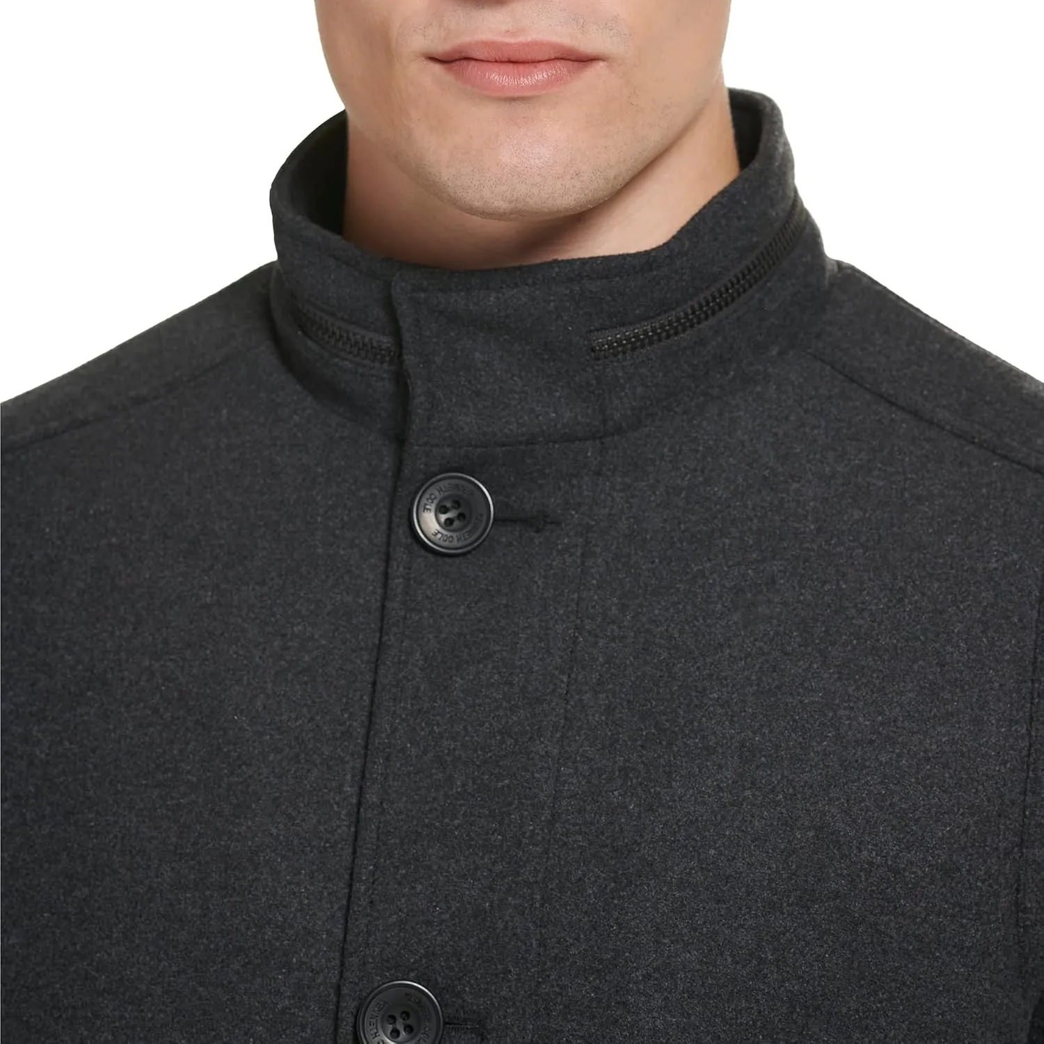 Kenneth Cole Men's Double Breasted Bib Peacoat