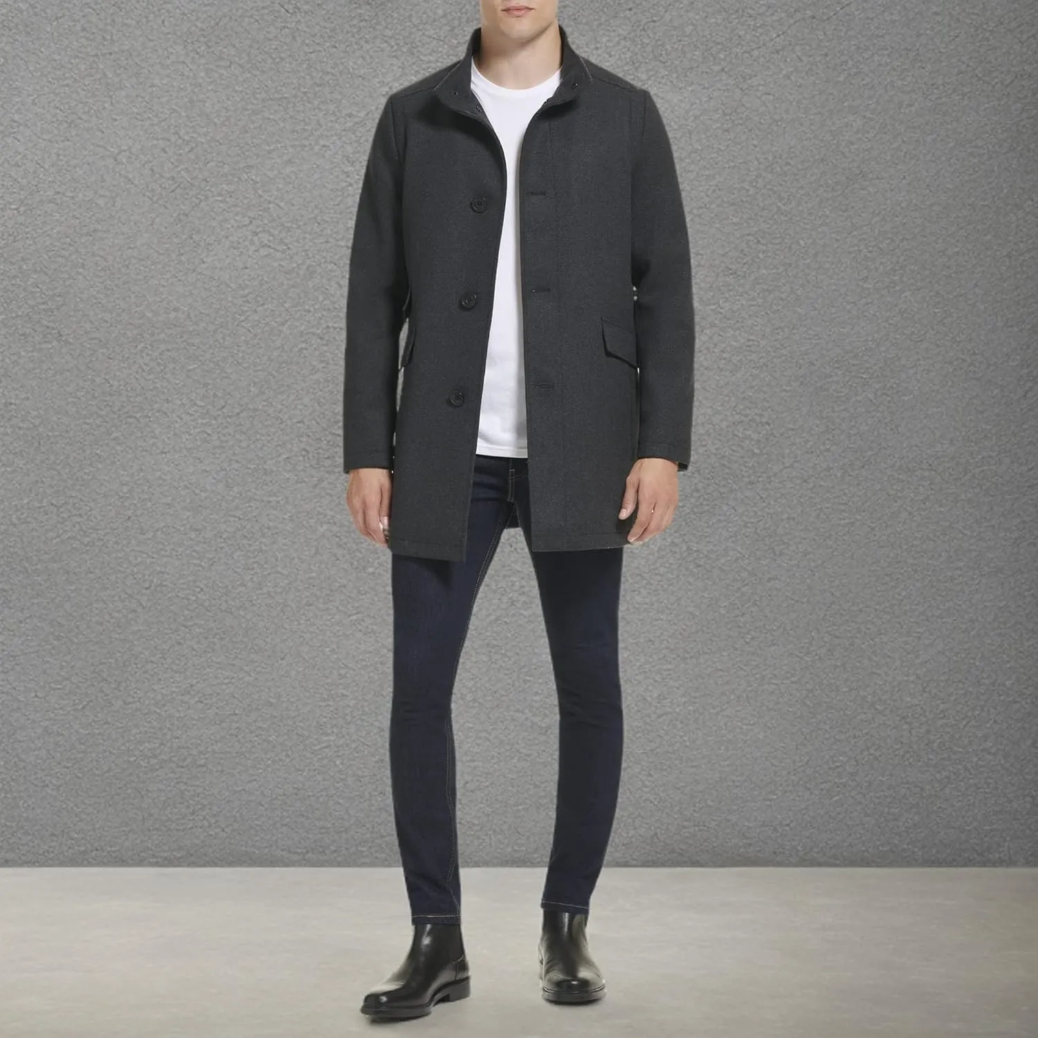 Kenneth Cole Men's Double Breasted Bib Peacoat