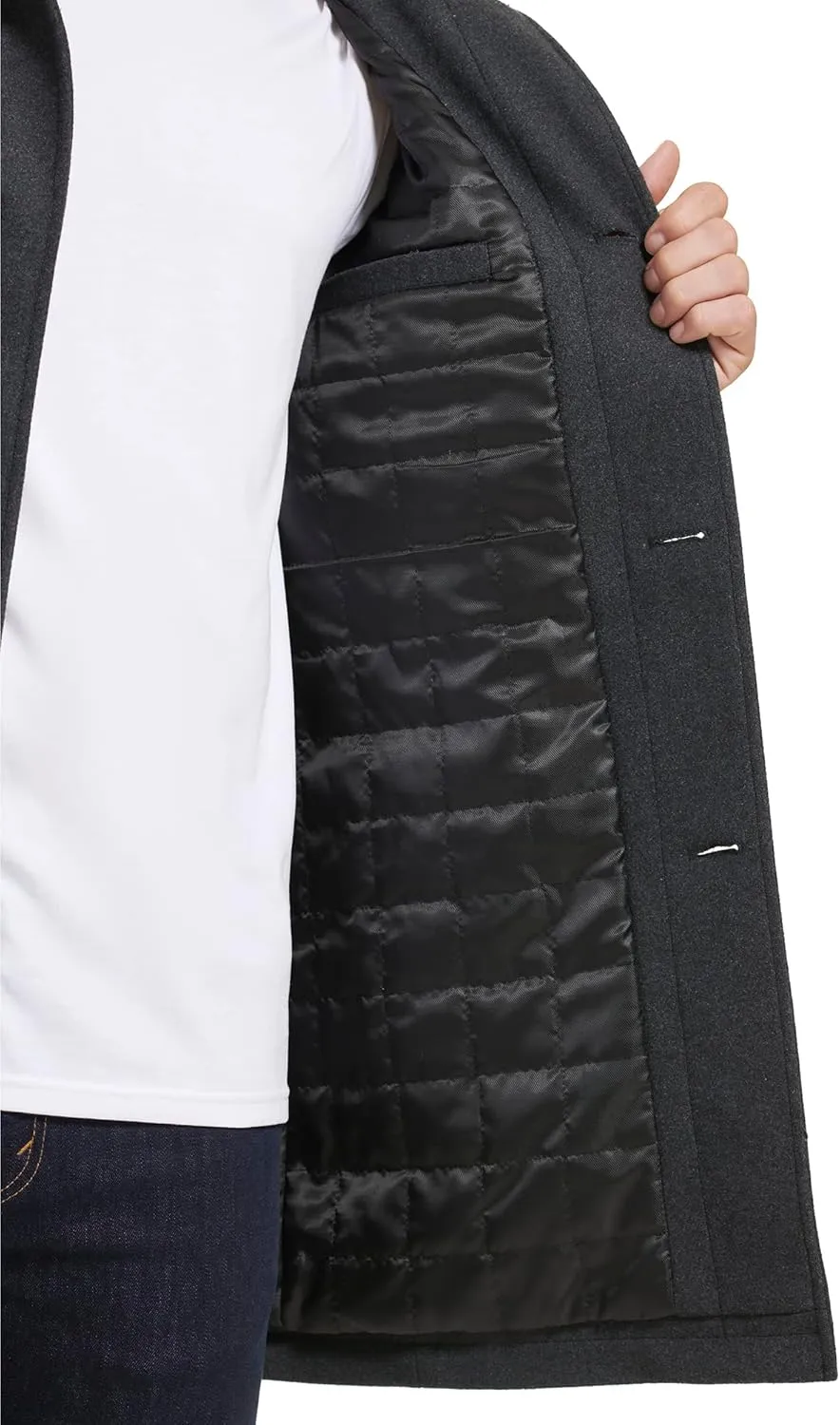 Kenneth Cole Men's Double Breasted Bib Peacoat