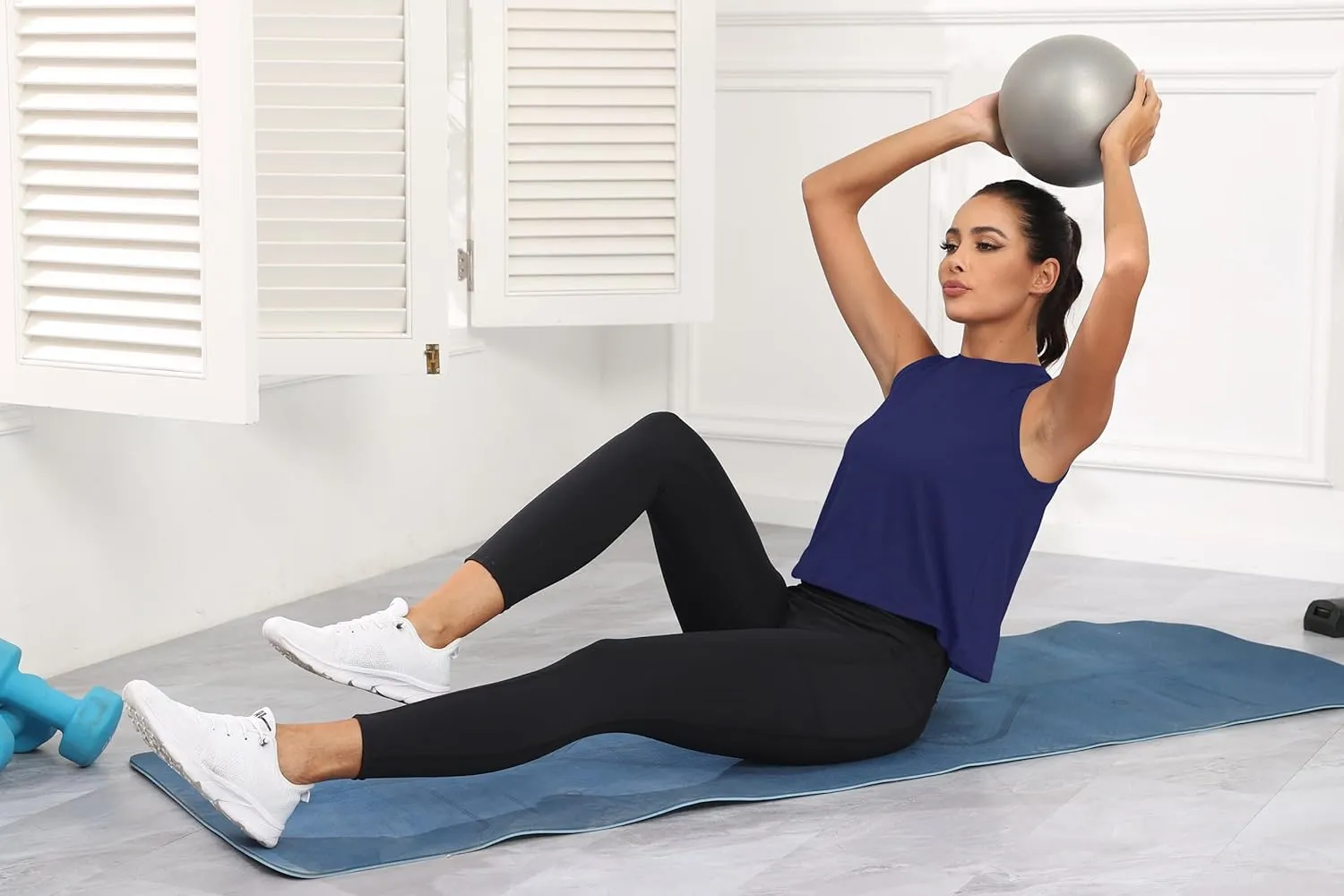 KevaMolly Workout Tank Tops for Women Flowy Cropped Shirts UPF50  Breathable High Neck Athletic Yoga Running Crop Tops