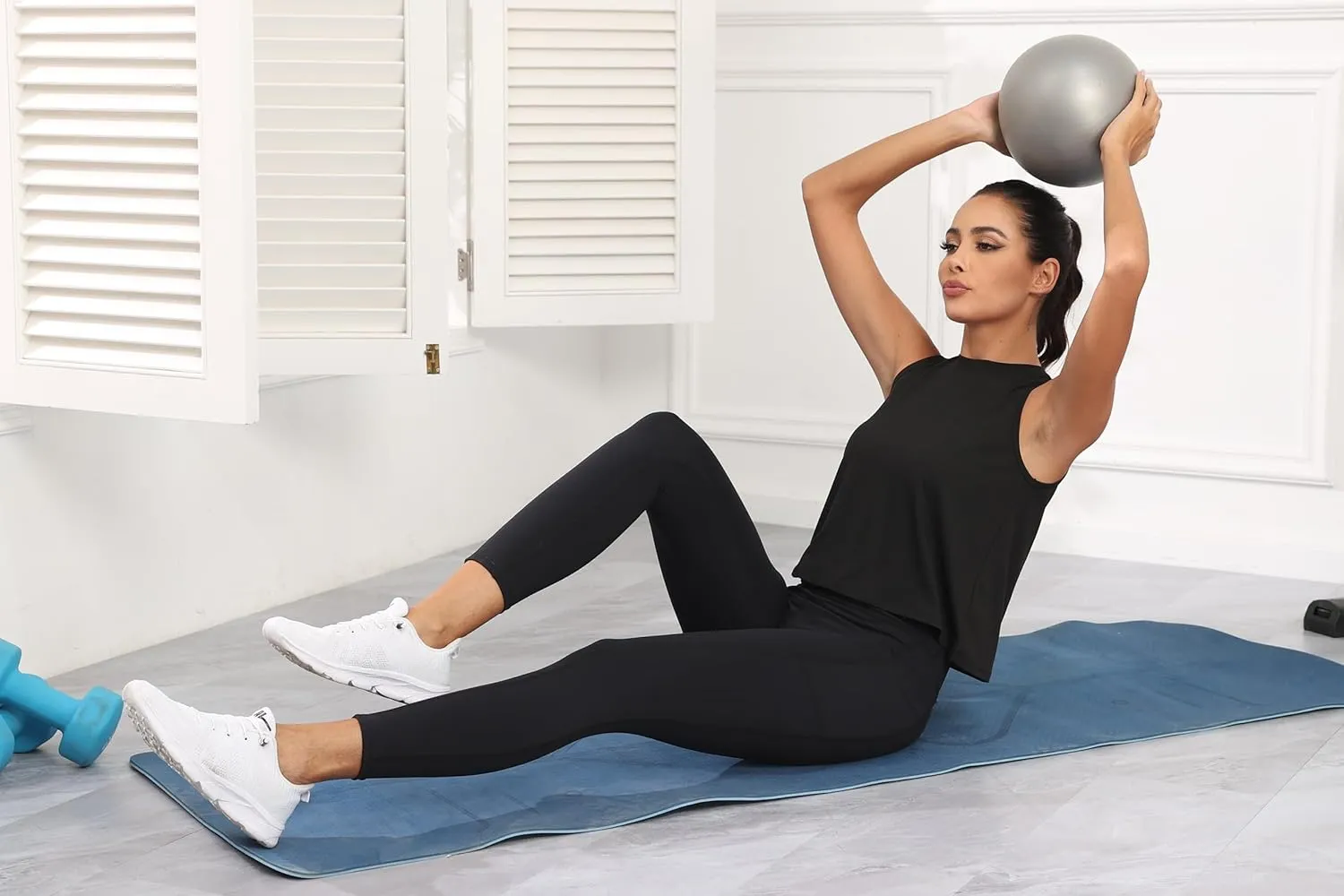 KevaMolly Workout Tank Tops for Women Flowy Cropped Shirts UPF50  Breathable High Neck Athletic Yoga Running Crop Tops