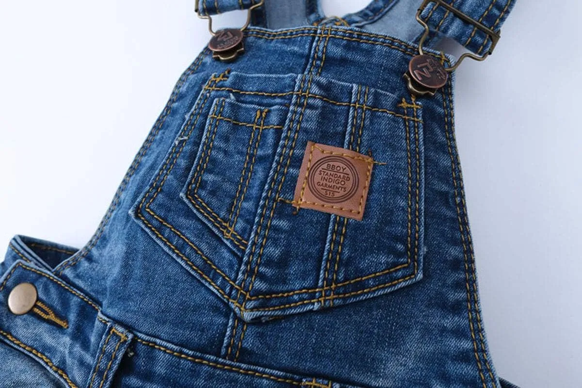 KIDSCOOL SPACE Little Girl Boy Jean Overalls,Toddler Ripped Denim Overall Pants