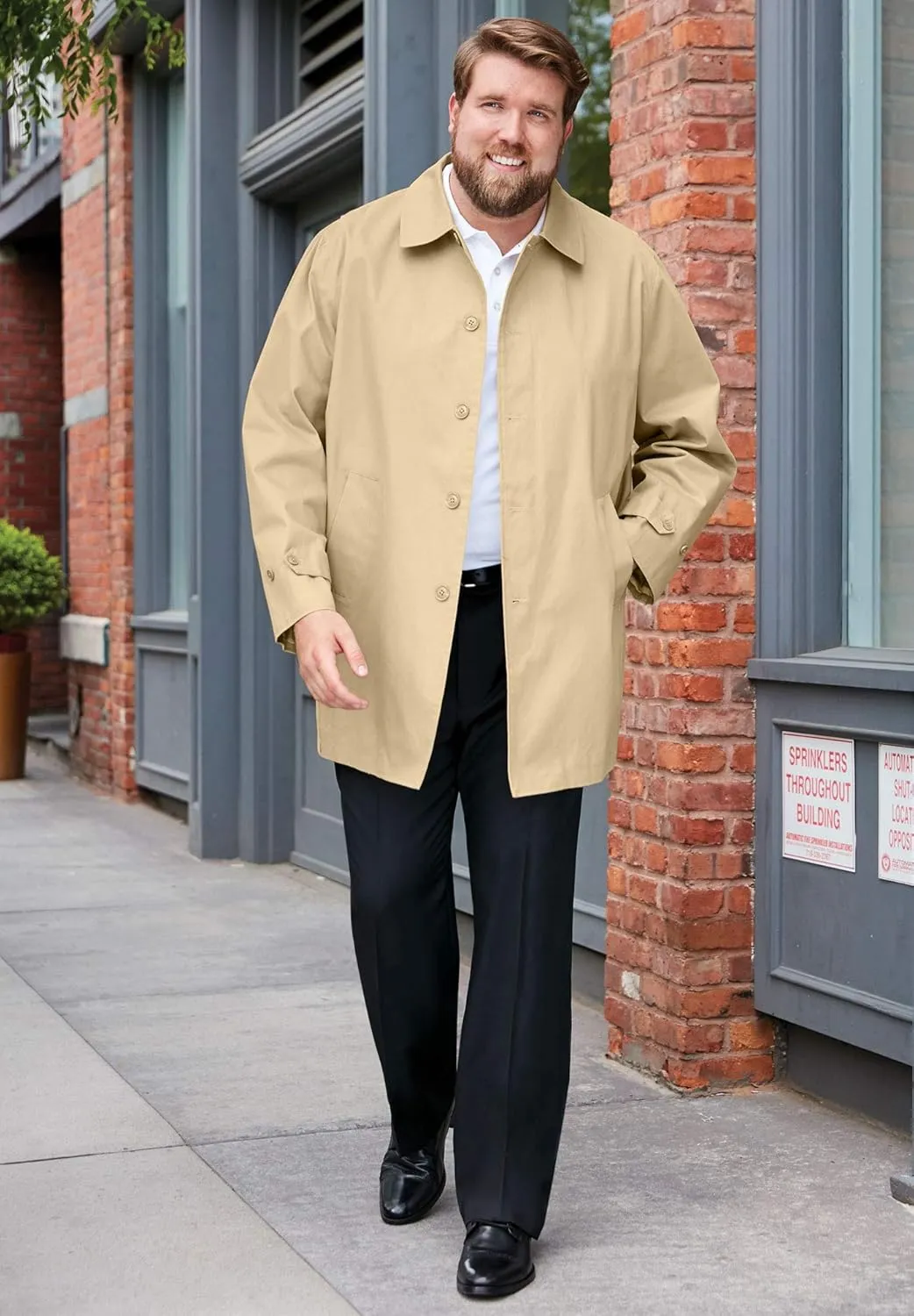 KingSize Men's Big & Tall Tall Water-Resistant Trench Coat