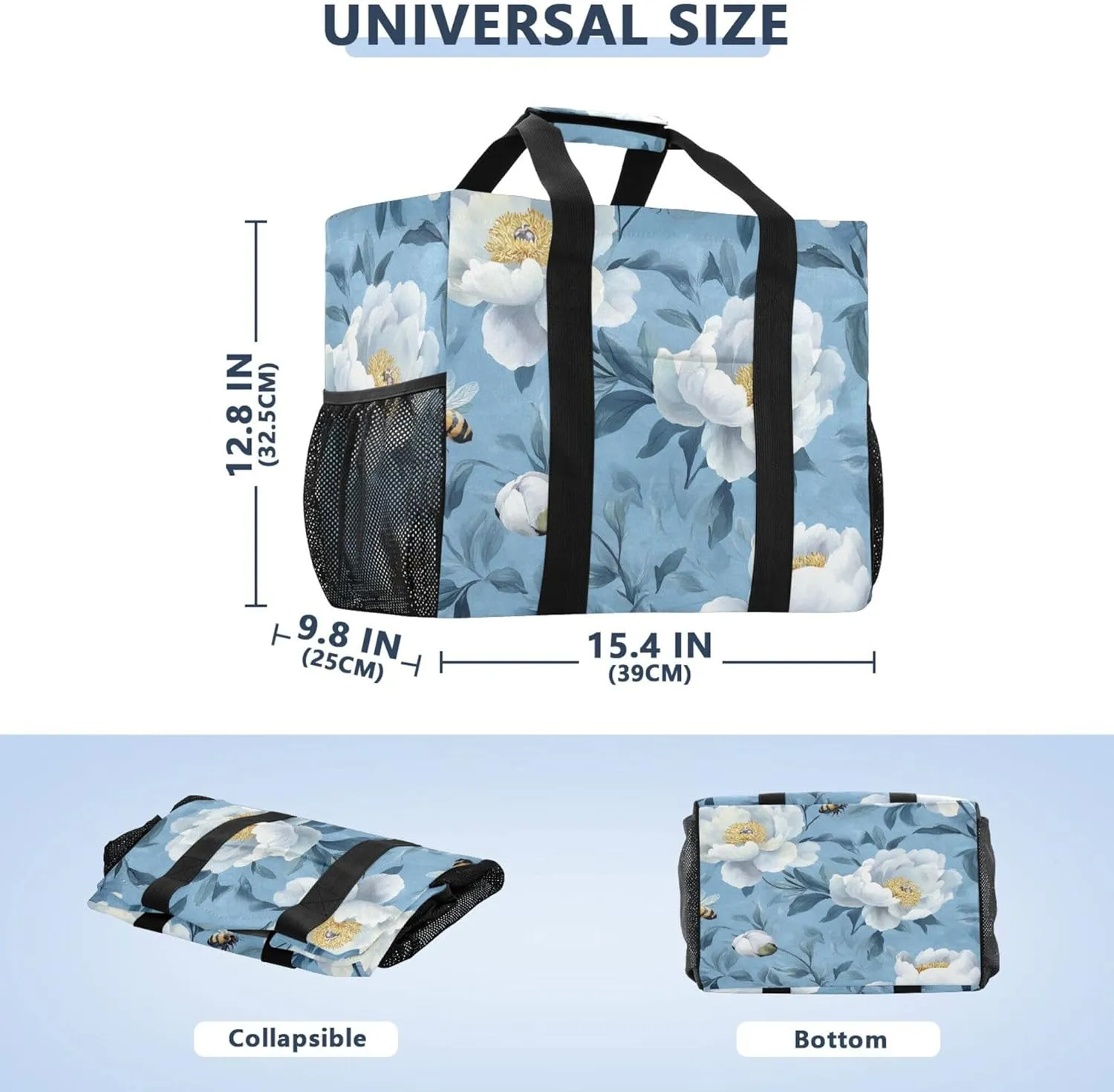 KLL Utility Bag Canvas Collapsable Water Resistant Grocery Shopping Tote