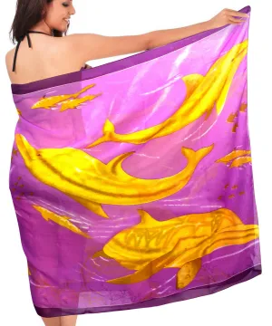 LA LEELA Women's Pareo Canga Sarong Skirt Swimwear Cover Up 72"x42" Purple_O506