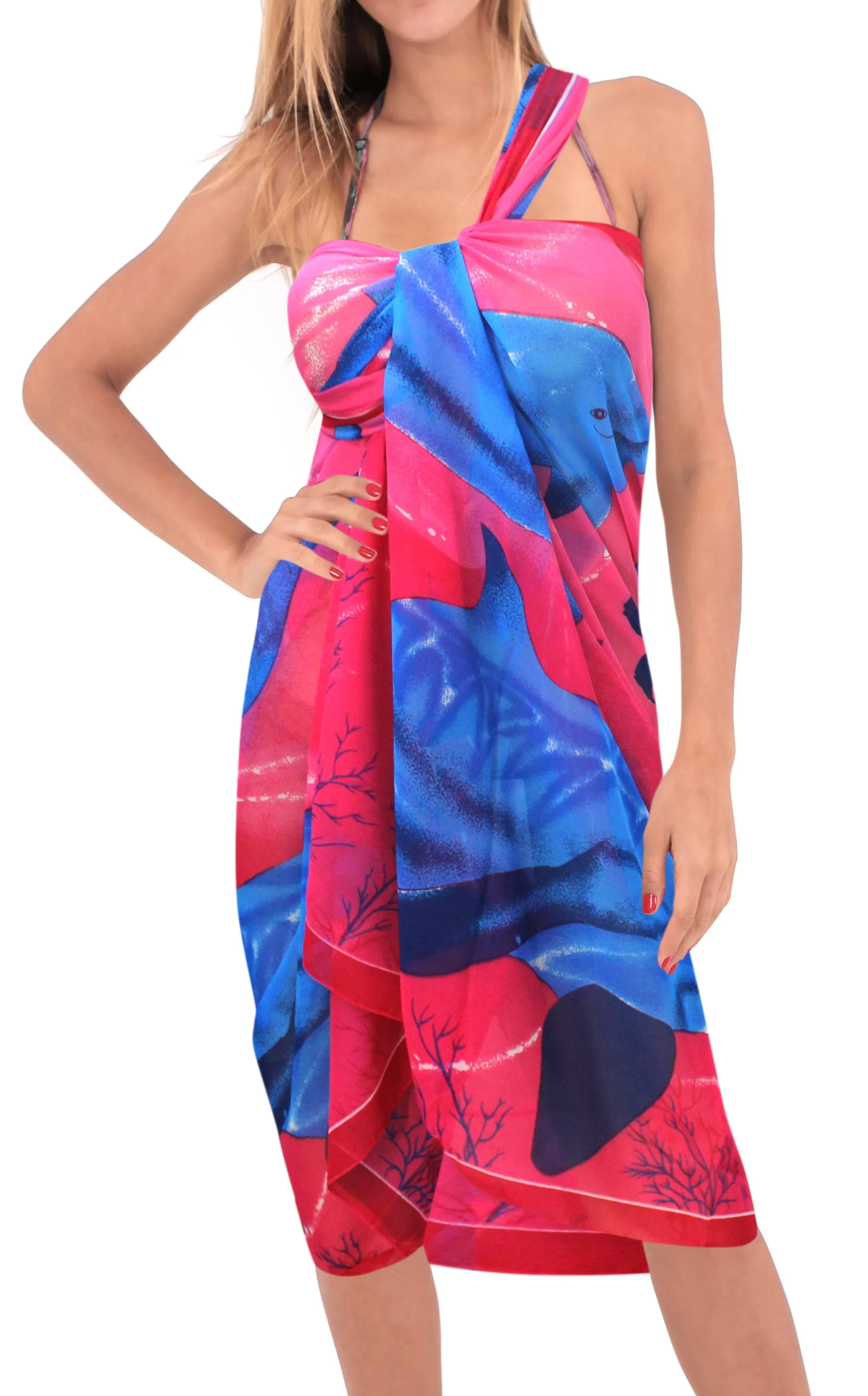 LA LEELA Women's Swimwear Pareo Sarong Bikini Coverups Wrap 72"x42" Pink_O508