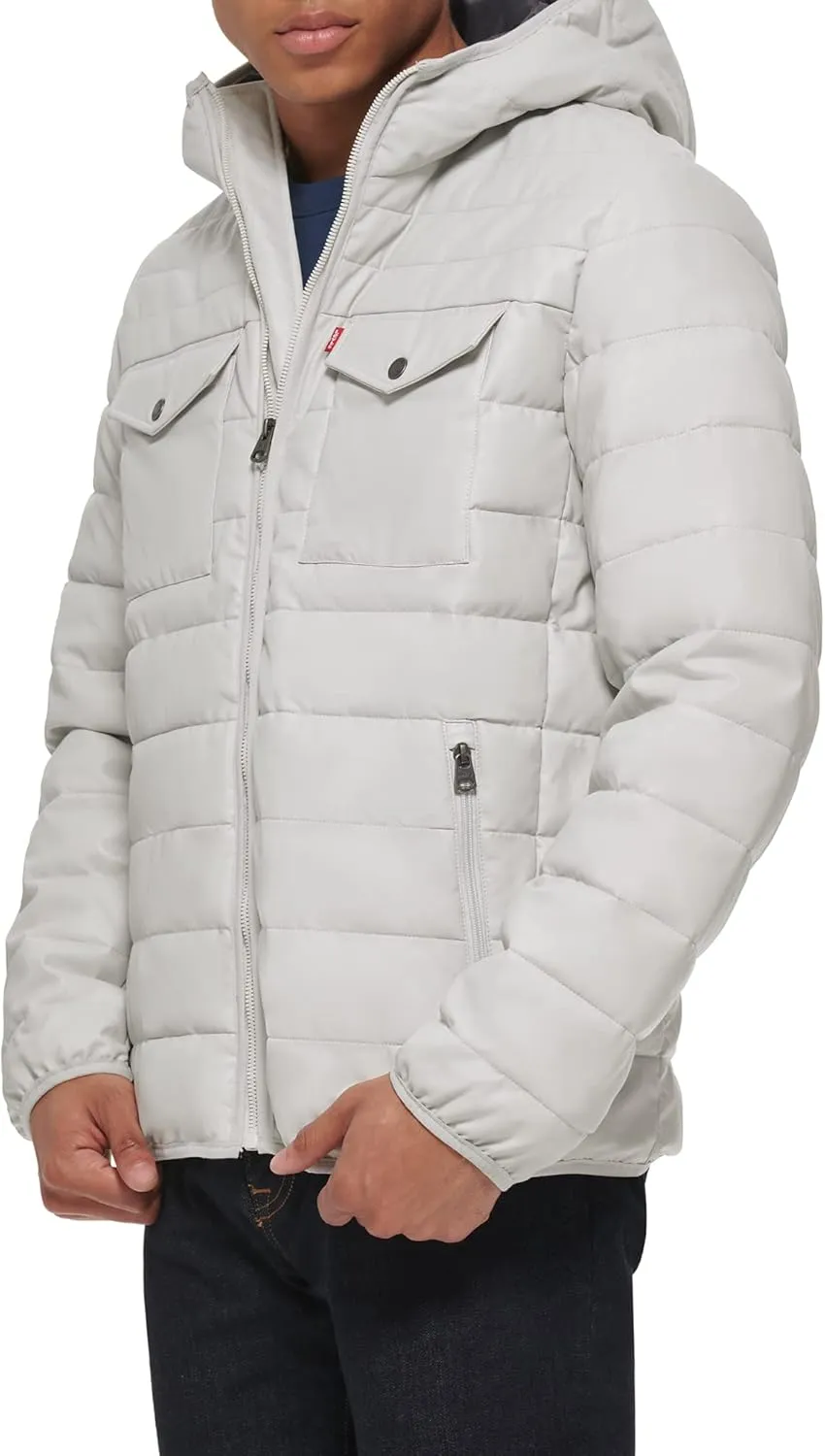Levi's mens Water Resistant Performance Stretch Hooded Puffer Jacket