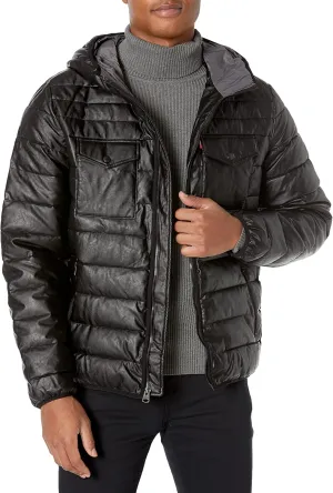 Levi's mens Water Resistant Performance Stretch Hooded Puffer Jacket