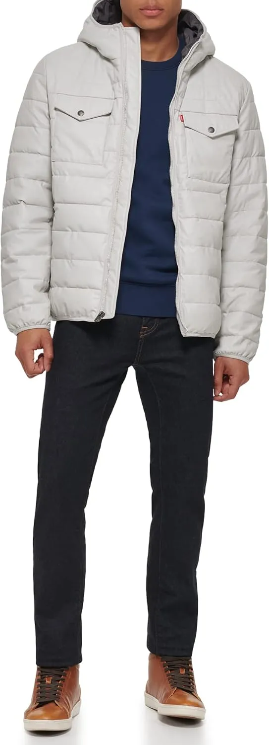 Levi's mens Water Resistant Performance Stretch Hooded Puffer Jacket