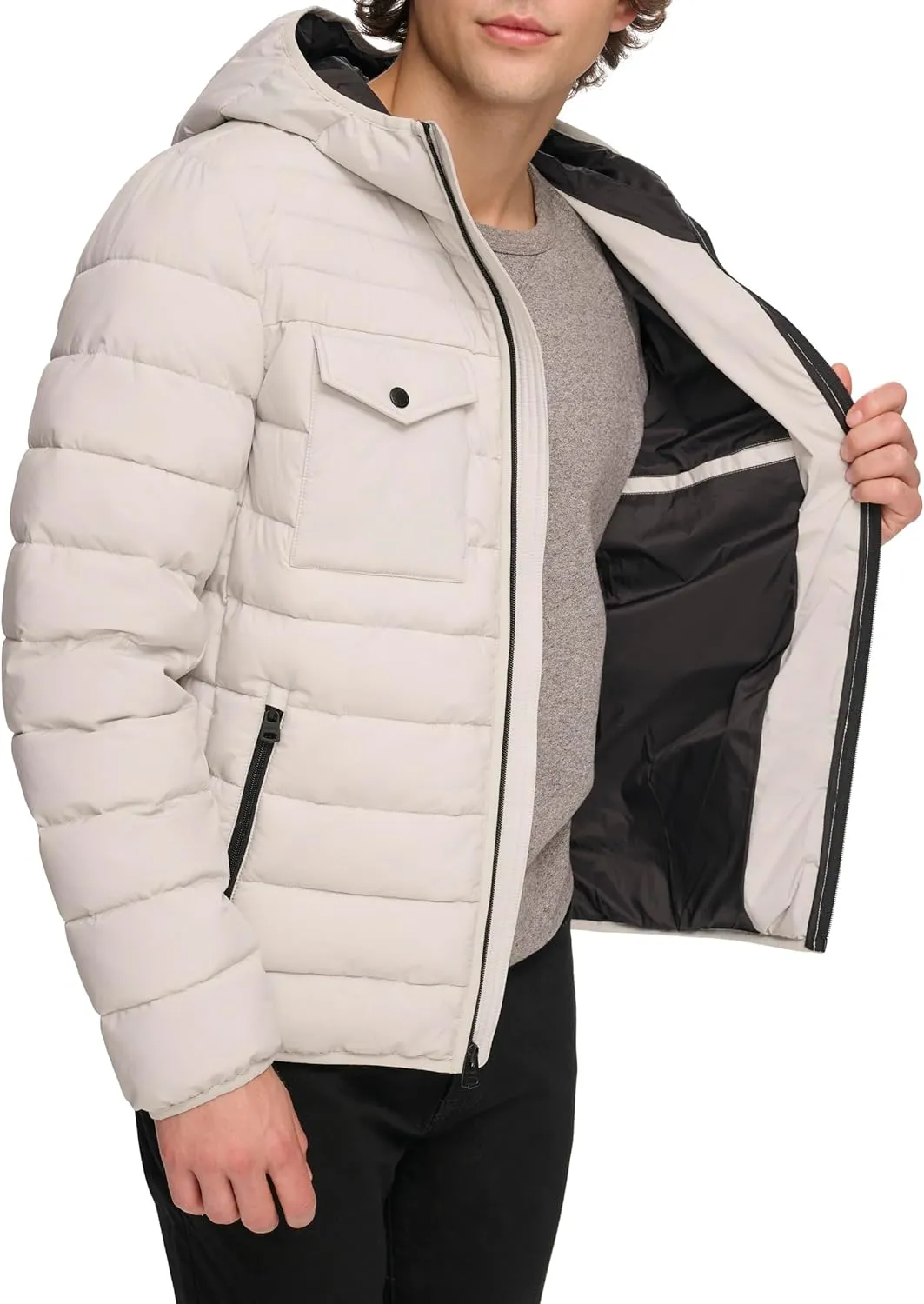 Levi's mens Water Resistant Performance Stretch Hooded Puffer Jacket