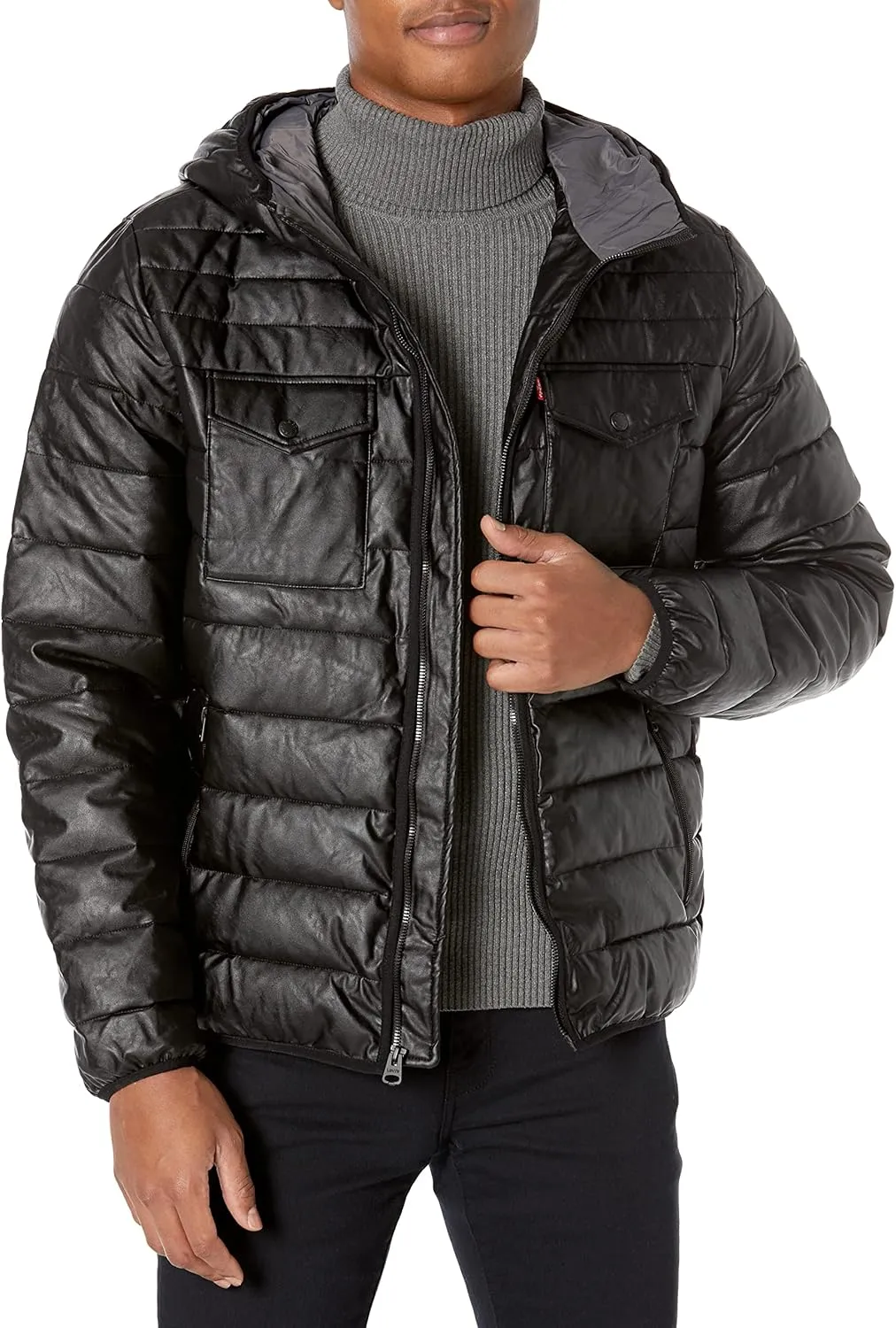 Levi's mens Water Resistant Performance Stretch Hooded Puffer Jacket