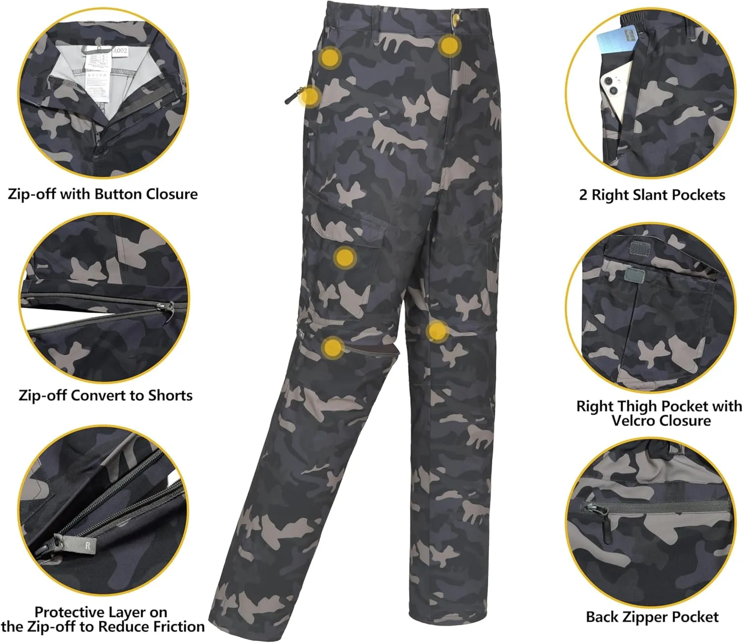 Little Donkey Andy Men's Stretch Convertible Pants, Zip-Off Quick-Dry Hiking Pants, UV Protection, Lightweight