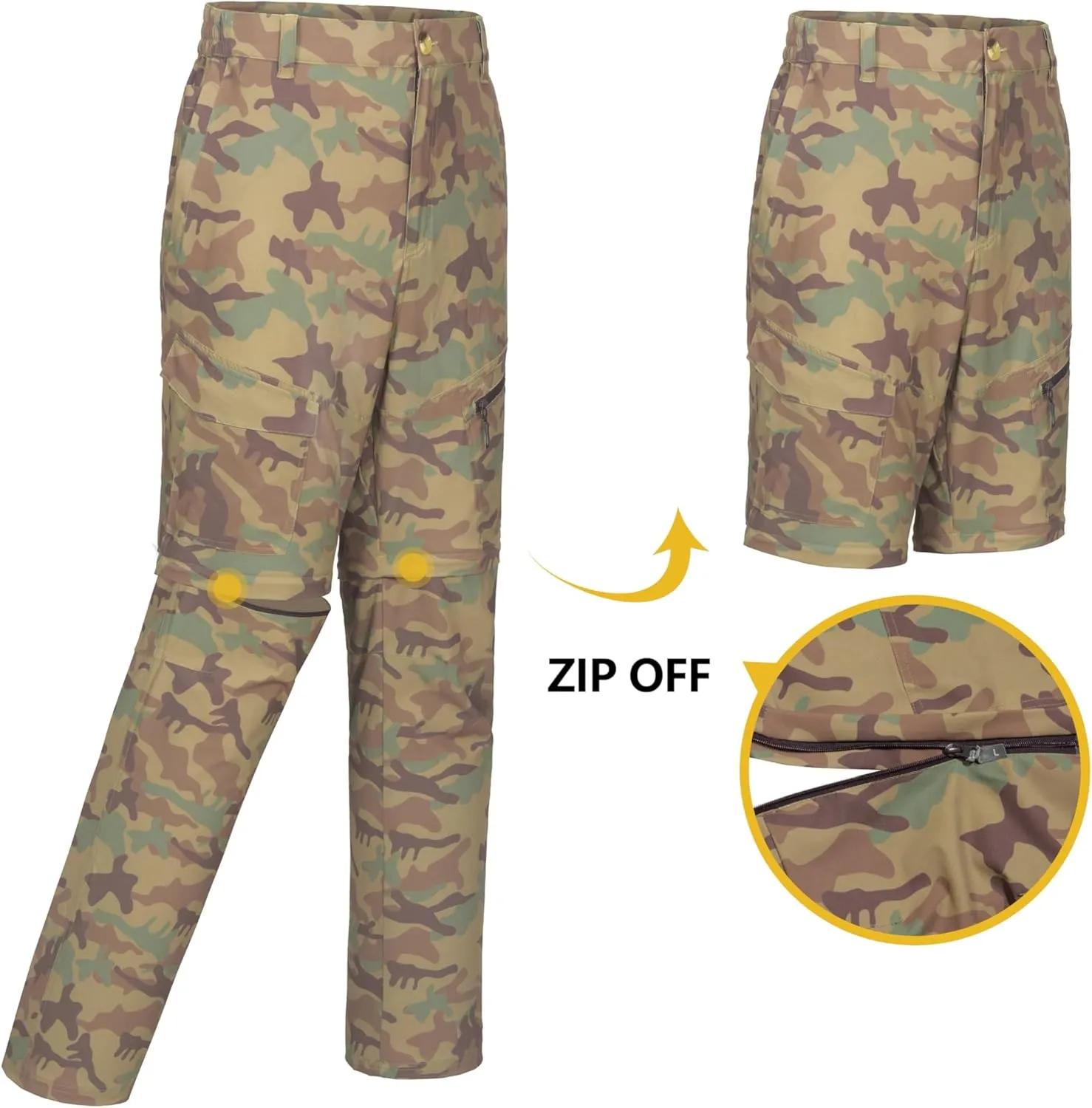 Little Donkey Andy Men's Stretch Convertible Pants, Zip-Off Quick-Dry Hiking Pants, UV Protection, Lightweight