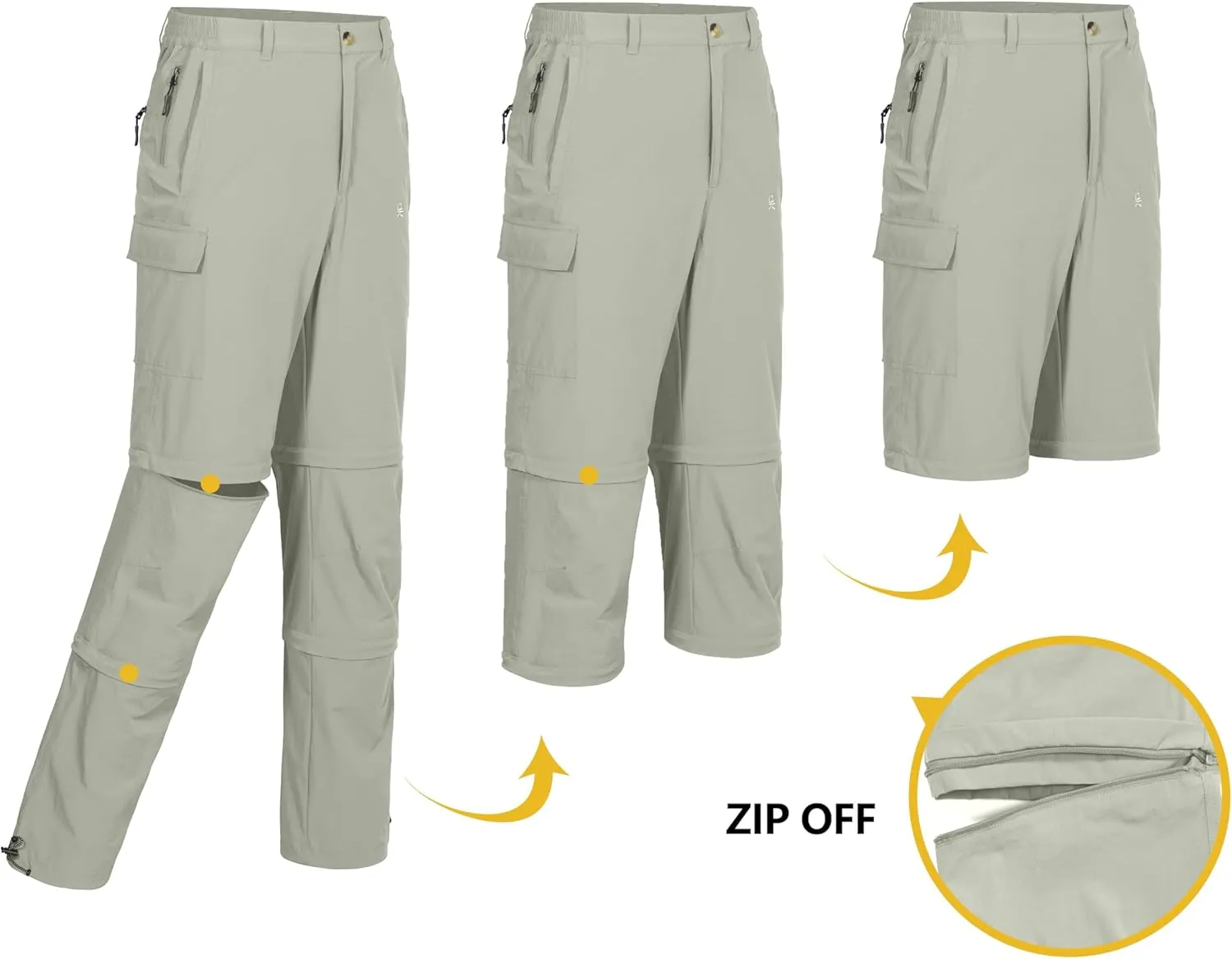 Little Donkey Andy Men's Stretch Convertible Pants, Zip-Off Quick-Dry Hiking Pants, UV Protection, Lightweight