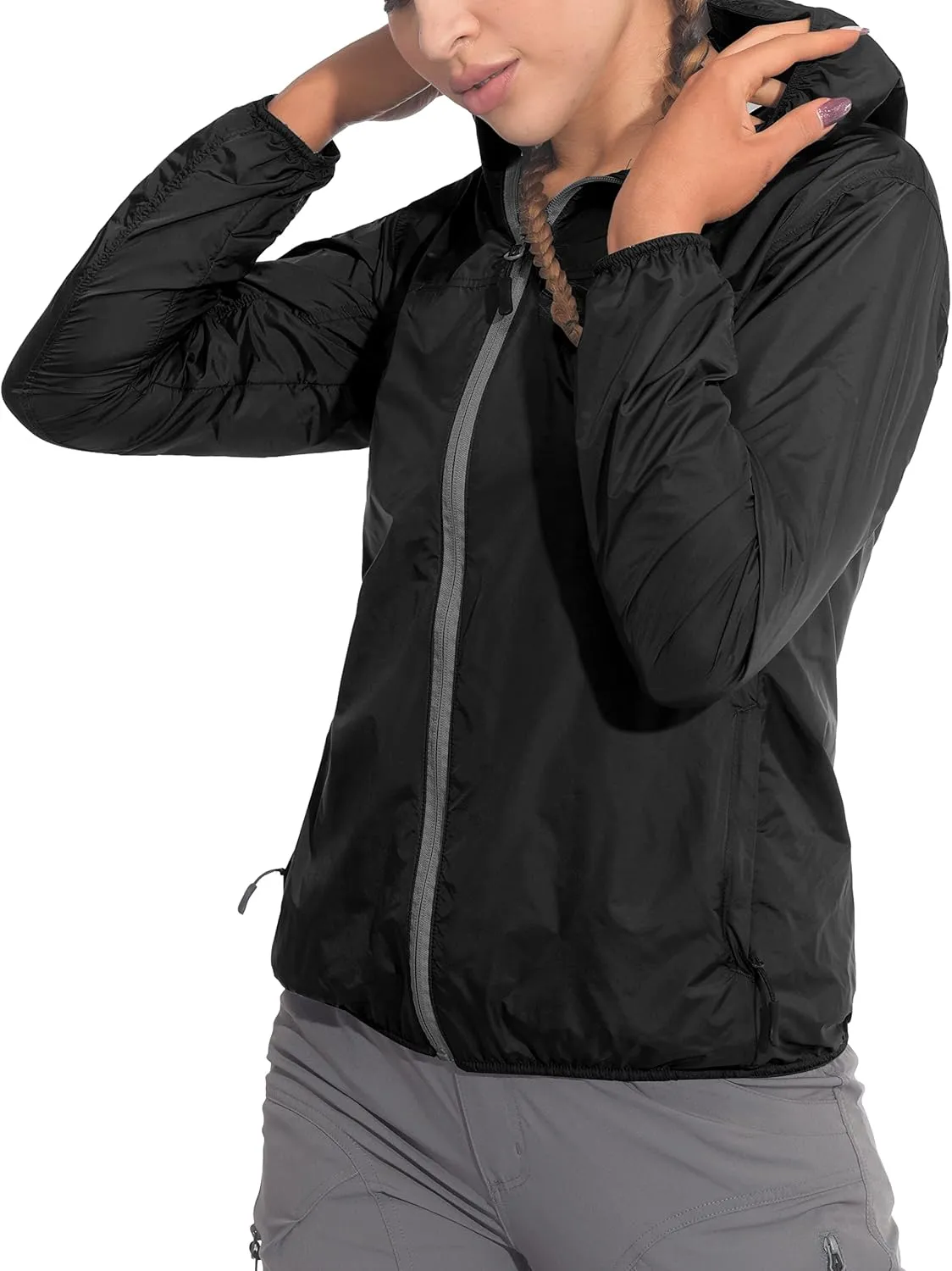 Little Donkey Andy Women's Packable Lightweight Running Jacket Water Resistant Hooded Windbreaker for Hiking Cycling Camping