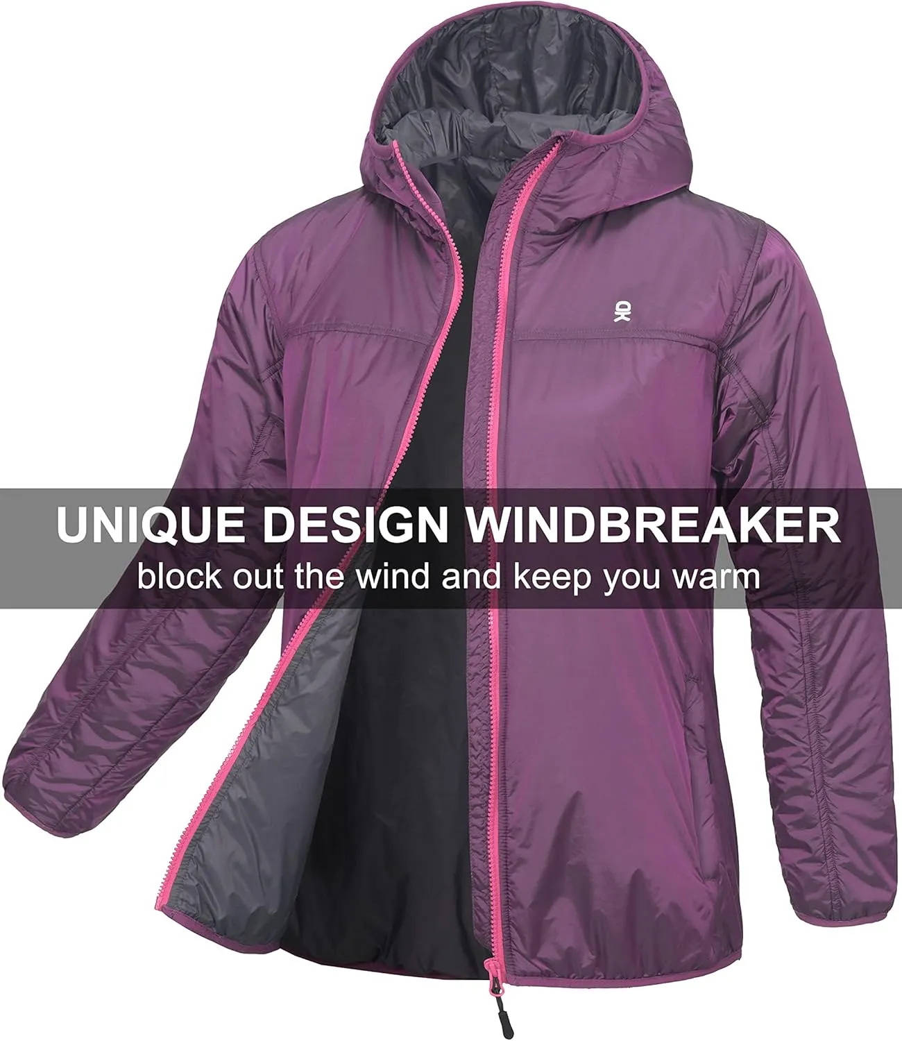 Little Donkey Andy Women's Packable Lightweight Running Jacket Water Resistant Hooded Windbreaker for Hiking Cycling Camping
