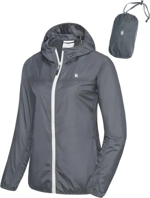 Little Donkey Andy Women's Packable Lightweight Running Jacket Water Resistant Hooded Windbreaker for Hiking Cycling Camping