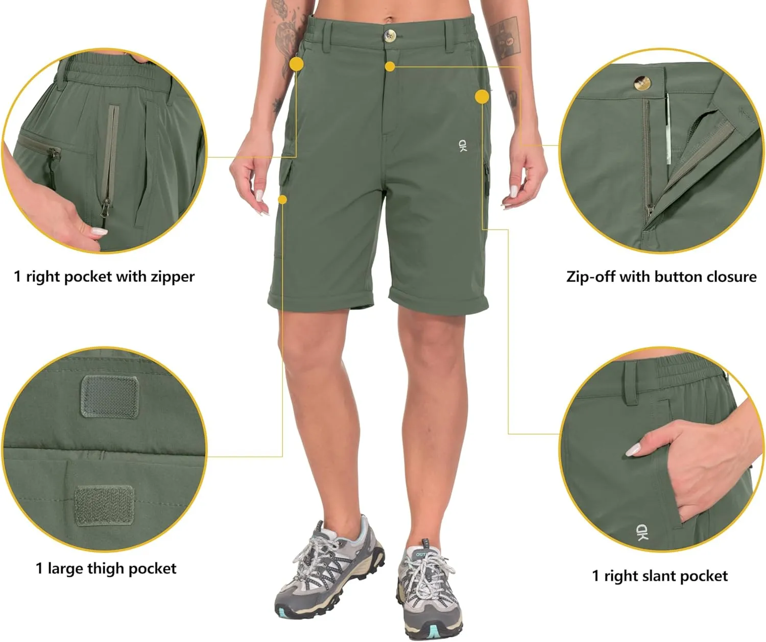 Little Donkey Andy Women's Stretch Convertible Pants, Zip Off Quick Dry Hiking Pants
