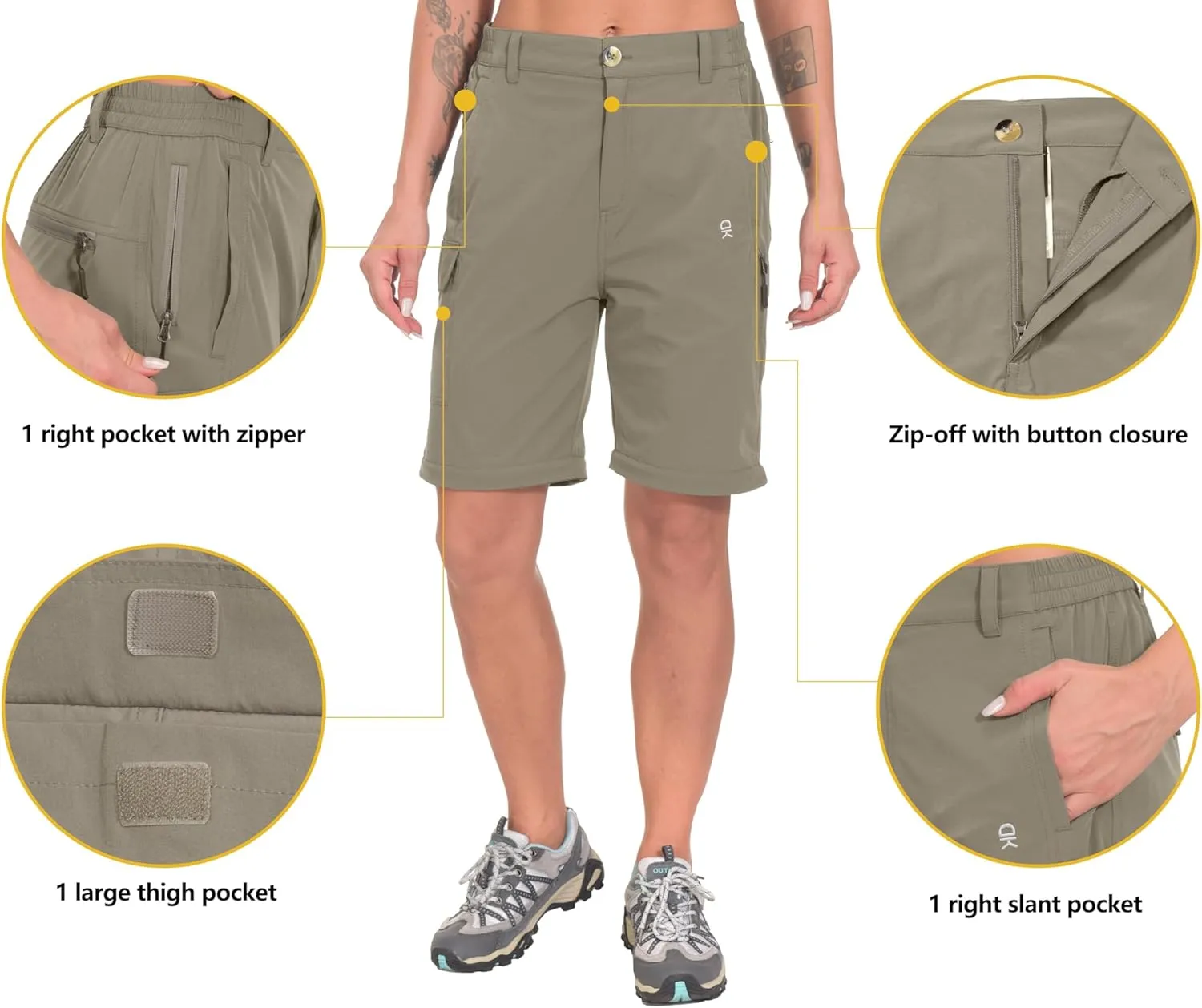 Little Donkey Andy Women's Stretch Convertible Pants, Zip Off Quick Dry Hiking Pants