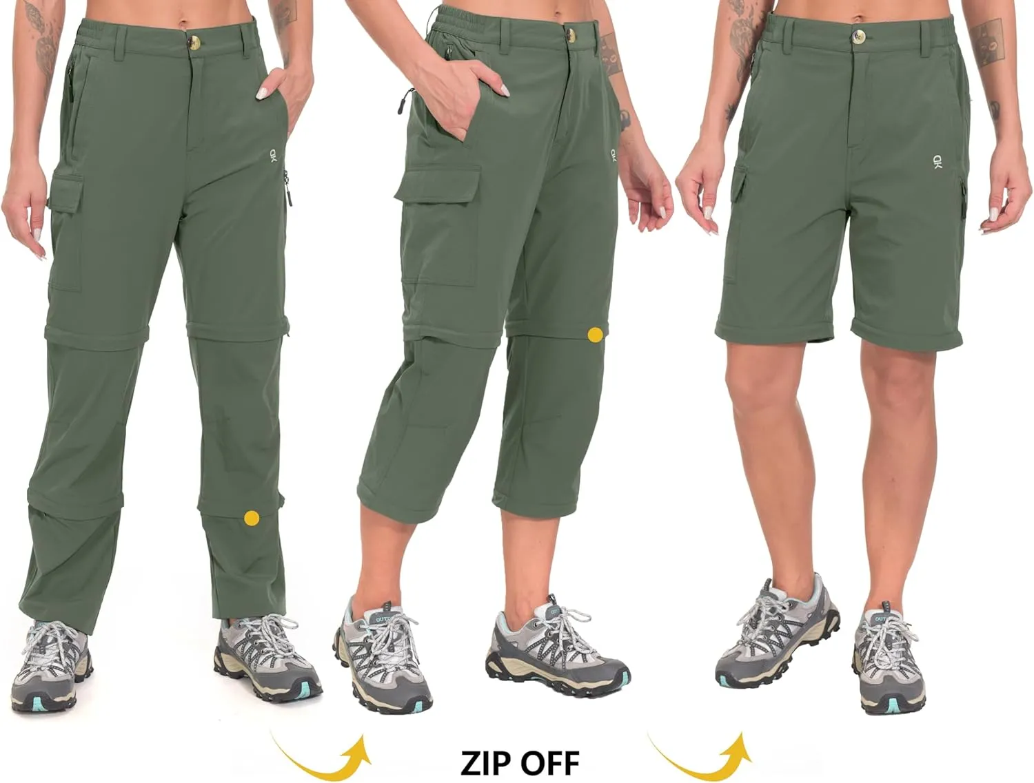 Little Donkey Andy Women's Stretch Convertible Pants, Zip Off Quick Dry Hiking Pants