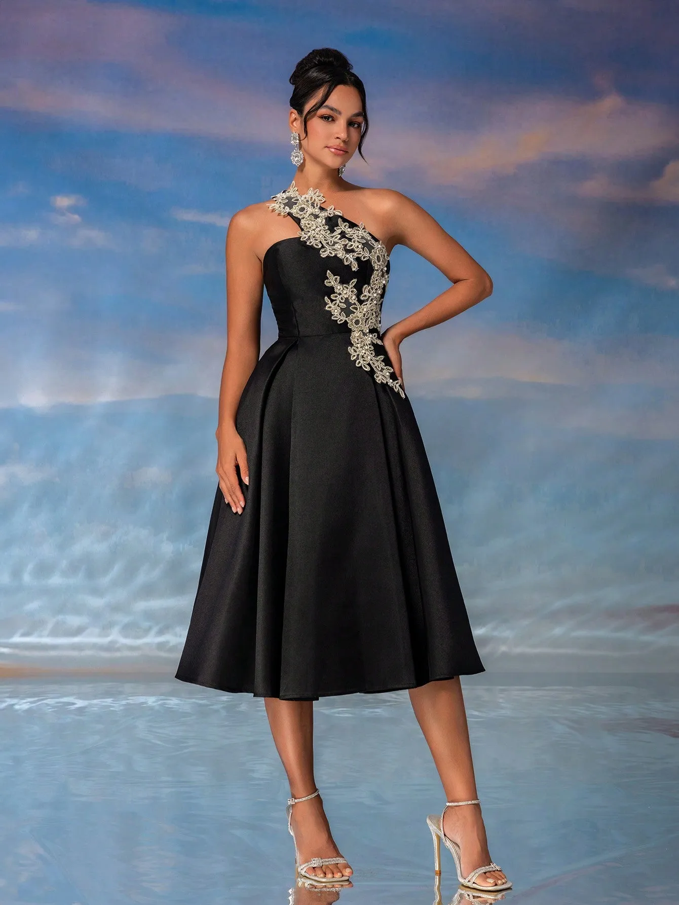 LLstyle  Elegant & Graceful Women's Asymmetrical Satin Dress