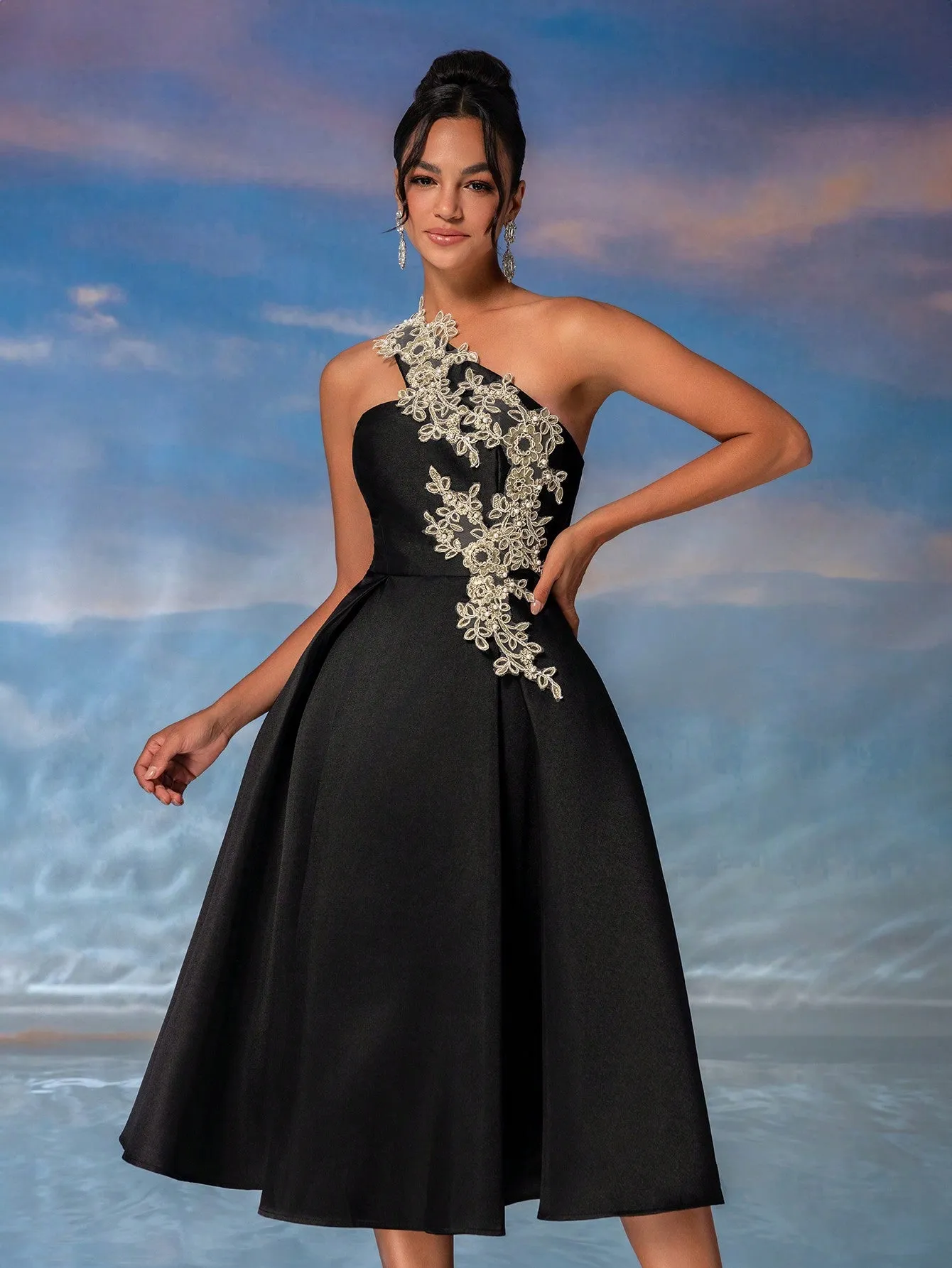 LLstyle  Elegant & Graceful Women's Asymmetrical Satin Dress