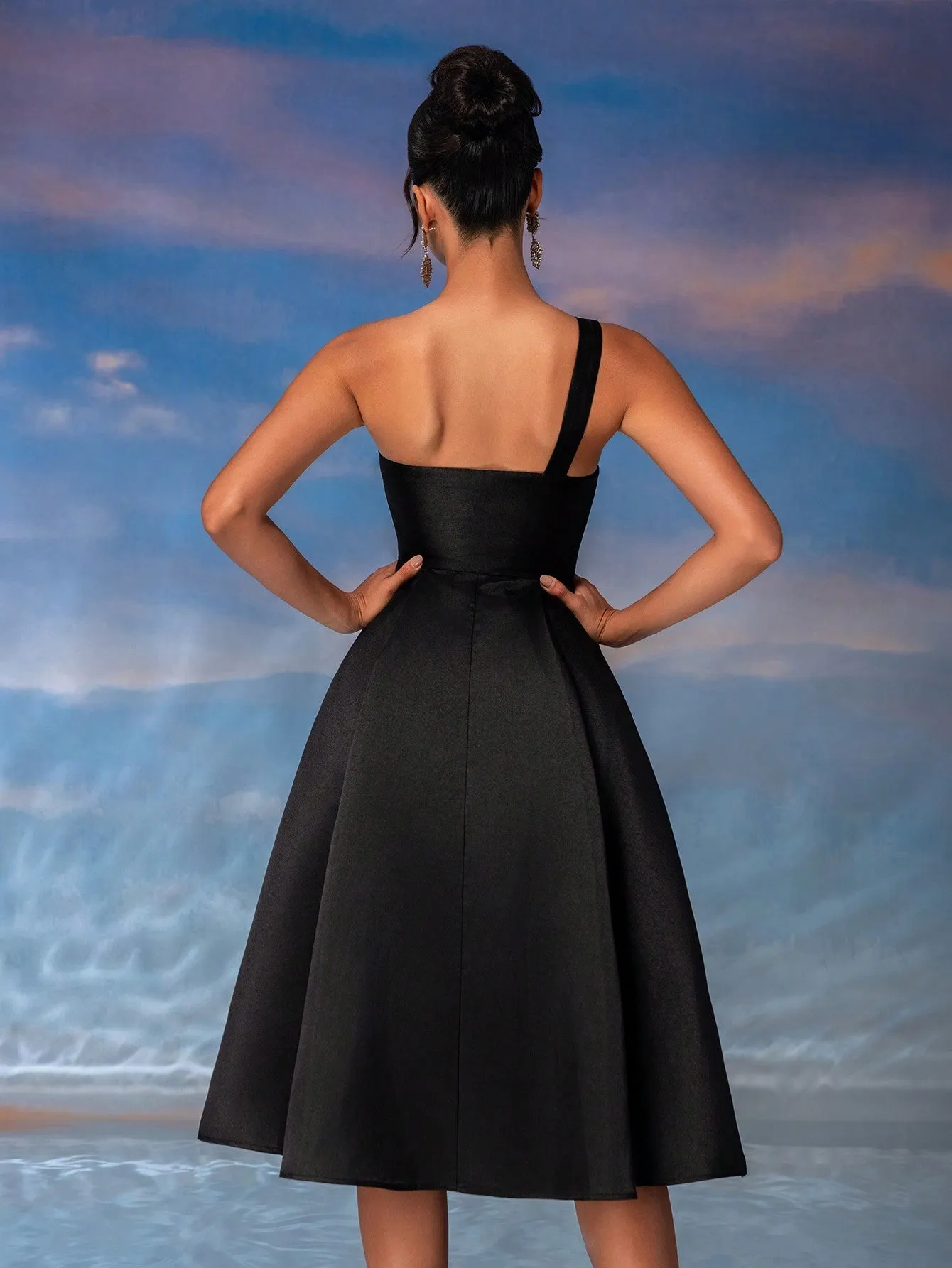 LLstyle  Elegant & Graceful Women's Asymmetrical Satin Dress
