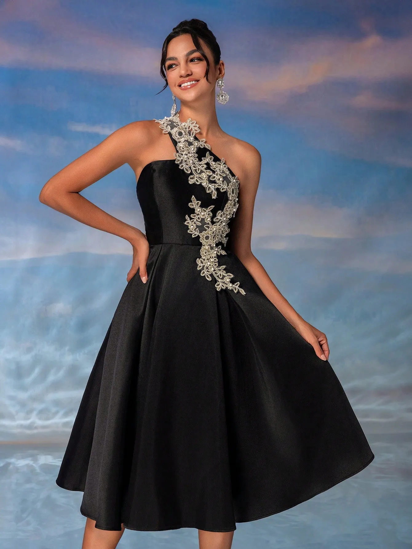 LLstyle  Elegant & Graceful Women's Asymmetrical Satin Dress