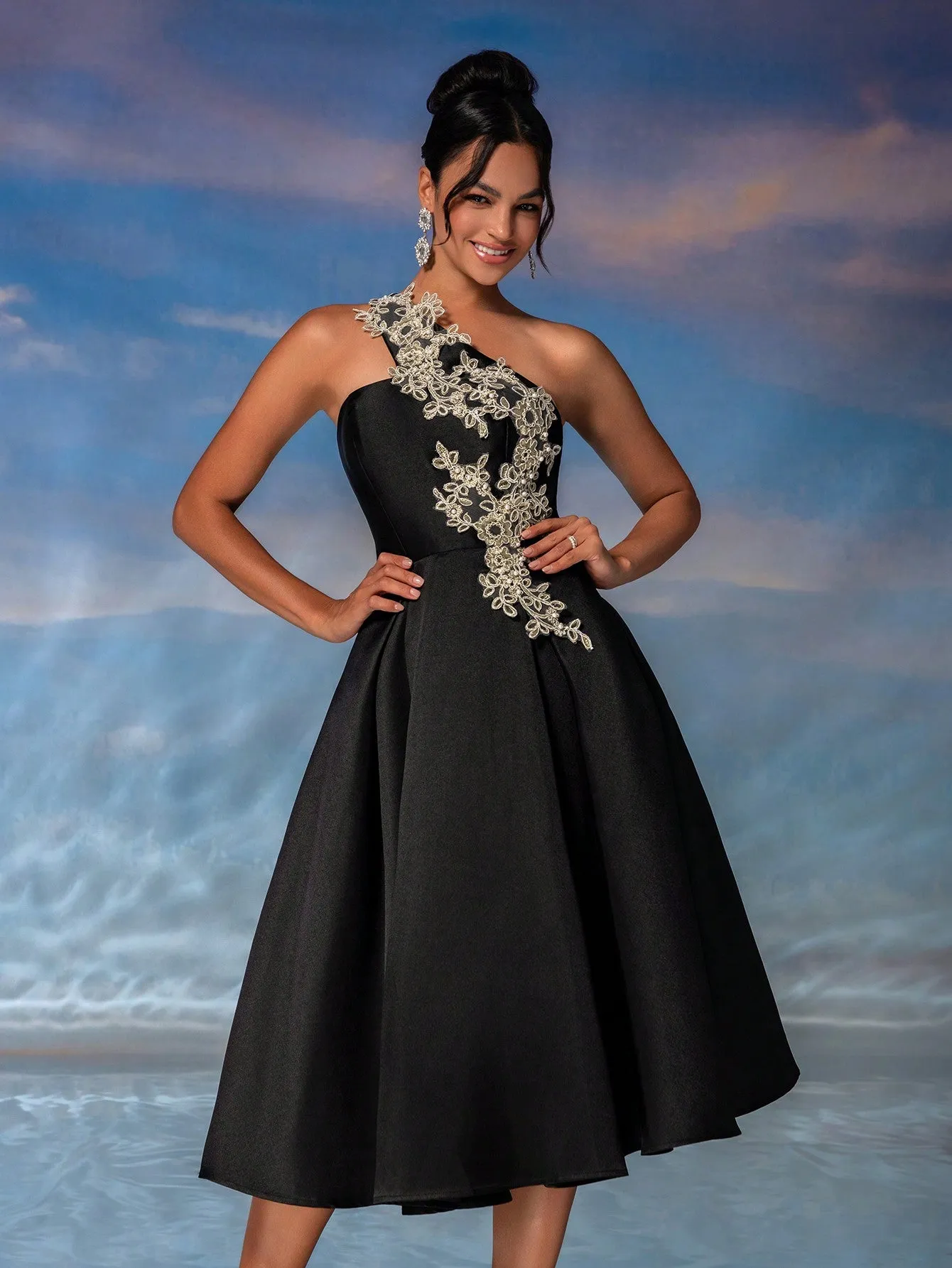 LLstyle  Elegant & Graceful Women's Asymmetrical Satin Dress
