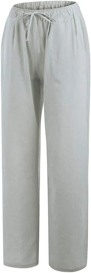Loose Fit Work Pants For Women Pants 2024 Fashion Trendy Cotton Linen Summer Trouser Elastic Waist Boho Sweatpants