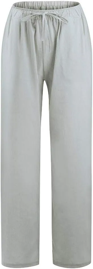 Loose Fit Work Pants For Women Pants 2024 Fashion Trendy Cotton Linen Summer Trouser Elastic Waist Boho Sweatpants