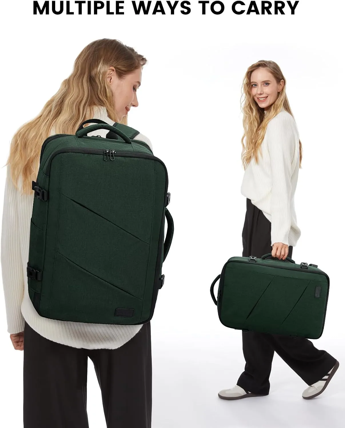 LOVEVOOK Carry on Travel Backpack, Large 40L for Men & Women Flight Approved with USB Charging Port&3 Packing Cubes, Large Suitcase Water Resistant Luggage Daypack Business Weekender Bag, Dark Green