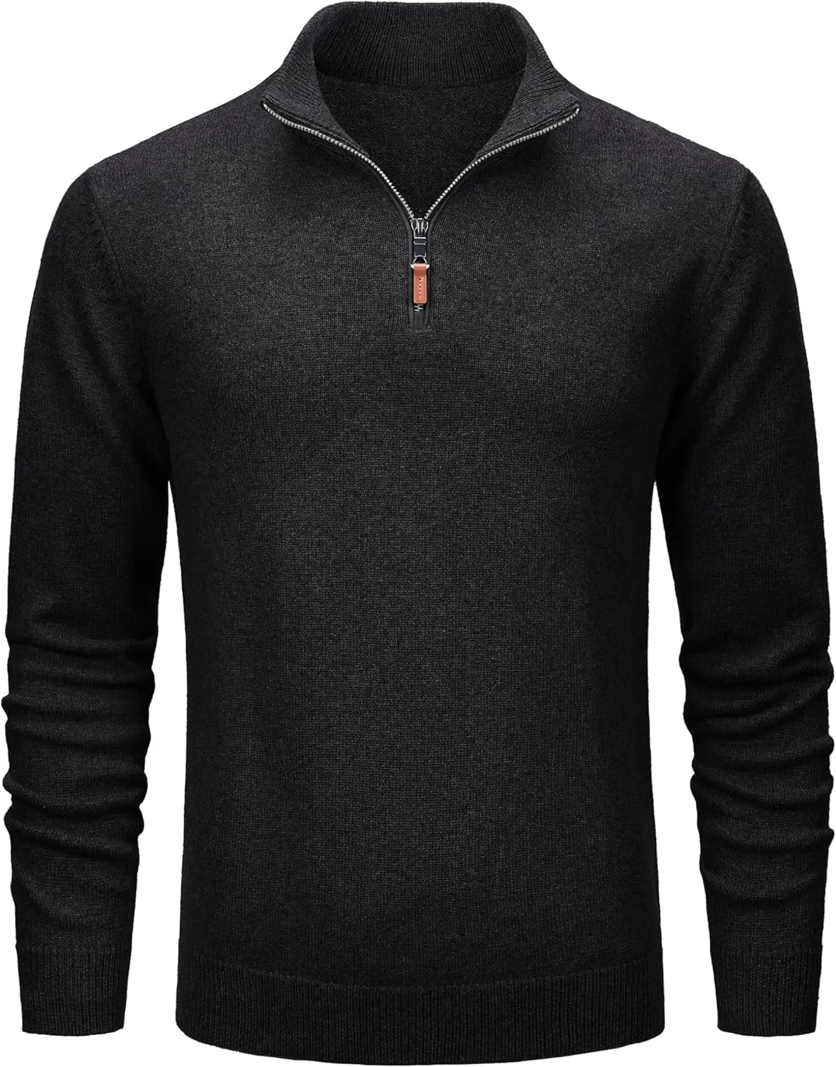 MAGCOMSEN Men's Quarter Zip Pullover Sweaters Casual Knit Polo Sweaters Fall Winter Sweatshirts