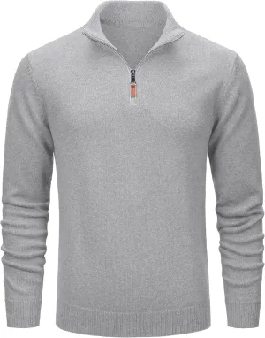 MAGCOMSEN Men's Quarter Zip Pullover Sweaters Casual Knit Polo Sweaters Fall Winter Sweatshirts
