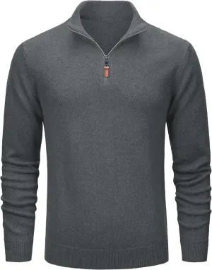 MAGCOMSEN Men's Quarter Zip Pullover Sweaters Casual Knit Polo Sweaters Fall Winter Sweatshirts