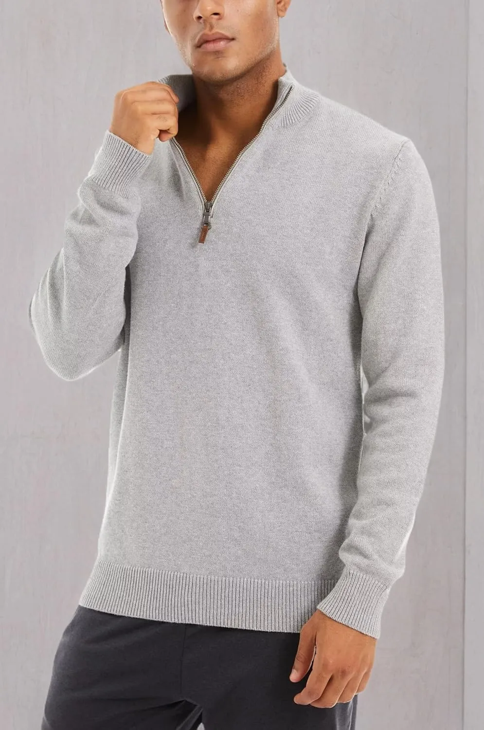 MAGCOMSEN Men's Quarter Zip Pullover Sweaters Casual Knit Polo Sweaters Fall Winter Sweatshirts