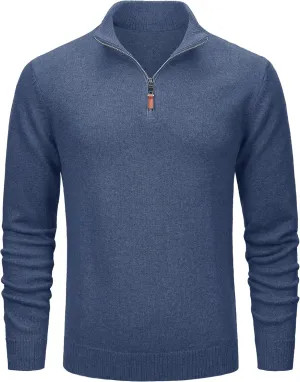 MAGCOMSEN Men's Quarter Zip Pullover Sweaters Casual Knit Polo Sweaters Fall Winter Sweatshirts